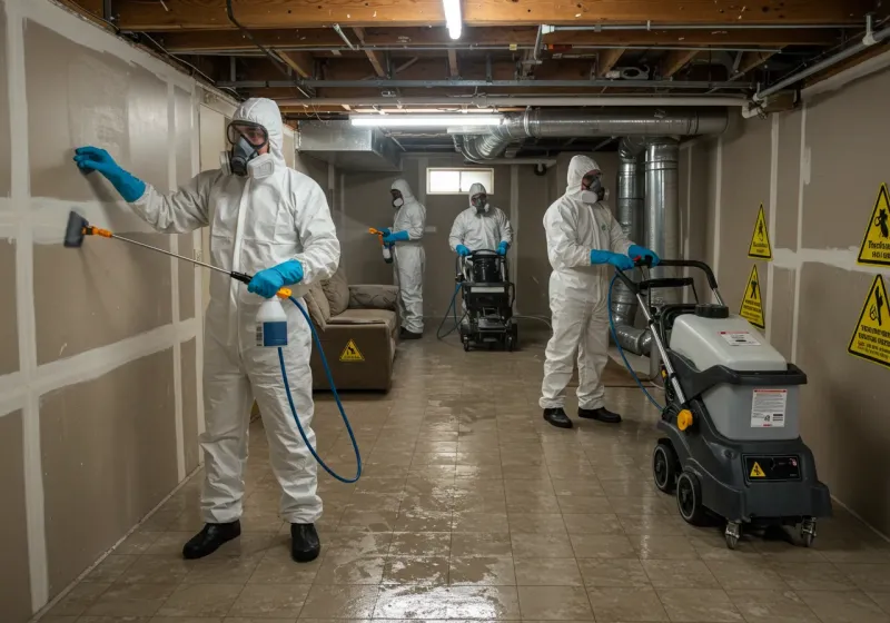 Basement Moisture Removal and Structural Drying process in Hamlet, NC